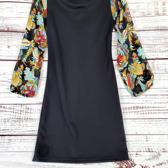 Tracy Nagoshian Black Whimsigoth Dress Sheer Floral Sleeves Fariygrunge Twee XS - Picture 5 of 14